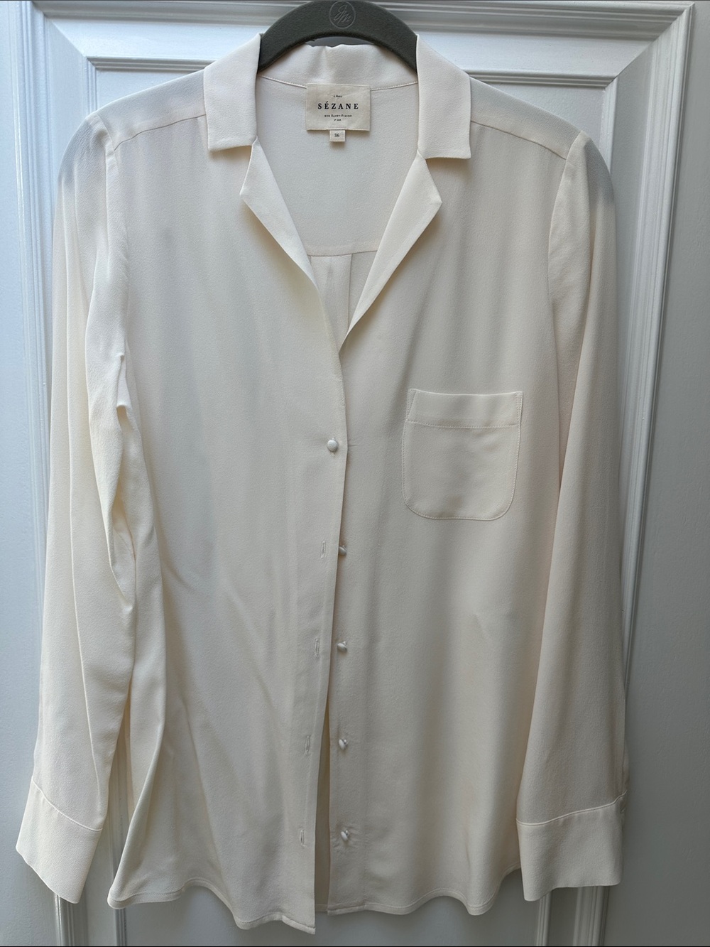Sezane Cream Button-Up Shirt